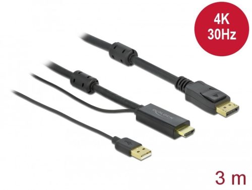 Delock HDMI    DisplayPort-kábel 4K 30 Hz 3 m