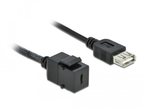 Delock Keystone modul, USB 2.0 C-csatlakozóhüvely > USB 2.0 A-csatlakozóhüvely, kábellel