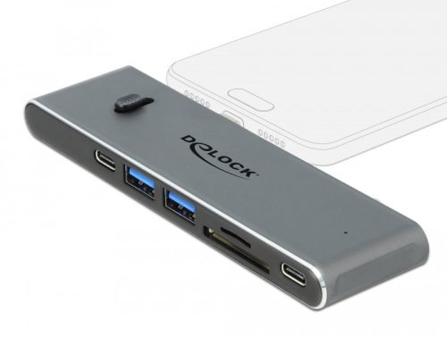 Delock Dokkoló állomás dupla USB Type-C  valamint HDMI / USB 3.2 / SD / PD 3.0 csatlakozókkal