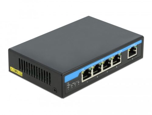 Delock Gigabit Ethernet-kapcsoló, 4 port PoE + 1 RJ45