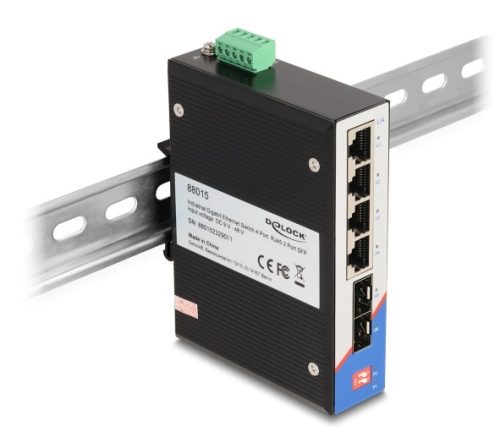Delock Ipari Gigabit Ethernet Elosztó 4 port RJ45 2 port SFP DIN sínhez