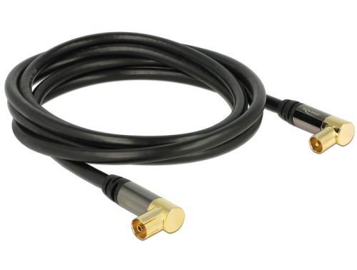 Delock Antennakábel IEC(koax)-dugó 90  > IEC (koax)-hüvely 90  RG-6/U 2 m fekete