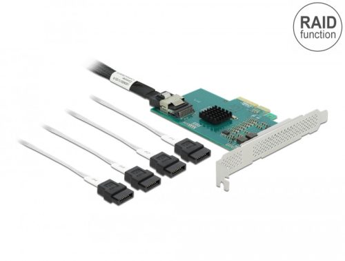 Delock PCI Express kártya 4 x SATA 6 Gb/s RAID és HyperDuo-hoz - alacsony profilú formatényező