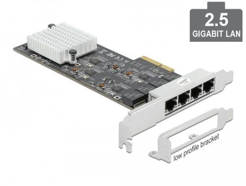 Delock PCI Express x4 kártya - 4 x 2,5 Gigabit LAN