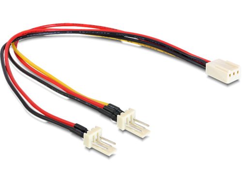 Delock kábel, Molex 3 pin anya > 2 x Molex 3 pin apa (ventillátor), 22 cm
