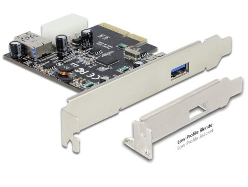 Delock PCI Express x4 kártya > 1 x külső + 1 x belső SuperSpeed USB 10 Gbps (USB 3.1, Gen 2) A típus