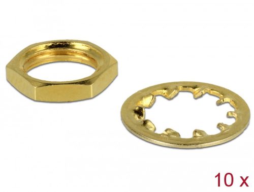 Delock Anyacsavar és reteszelő gyűrű SMA és RP-SMA anya csatlakozóaljzathoz, 10 darab