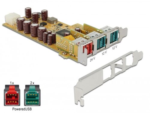 Delock PoweredUSB PCI Express kártya > 1 x 24 V + 2 x 12 V