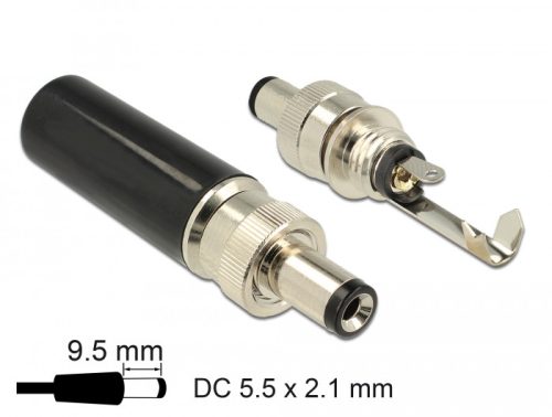 Delock DC csatlakozó apa 5,5 x 2,1 mm dugómérettel és 9,5 mm hosszal