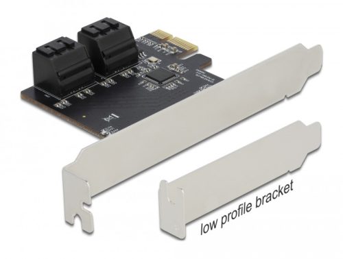 Delock 4 portos SATA PCI Express x1 Kártya - alacsony profilú formatényező