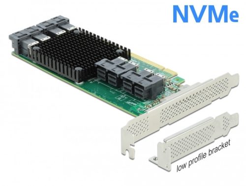 Delock PCI Express x16 Card - 8 x belső NVMe SFF-8643 - alacsony profilú formatényező