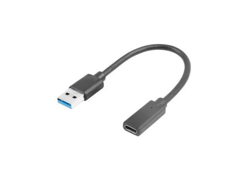 LANBERG USB-C(F) 3.1->USB-A(M) ADAPTER KÁBEL 15CM FEKETE
