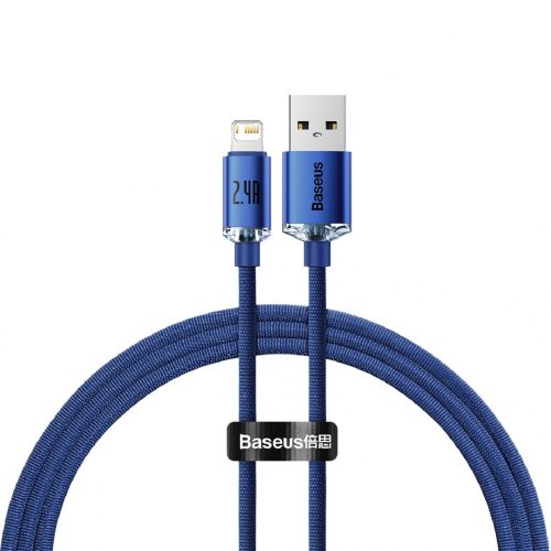 Baseus Crystal Shine Series USB-A Lightning gyorstöltő kábel CAJY000003, 2.4A, 1.2m, kék