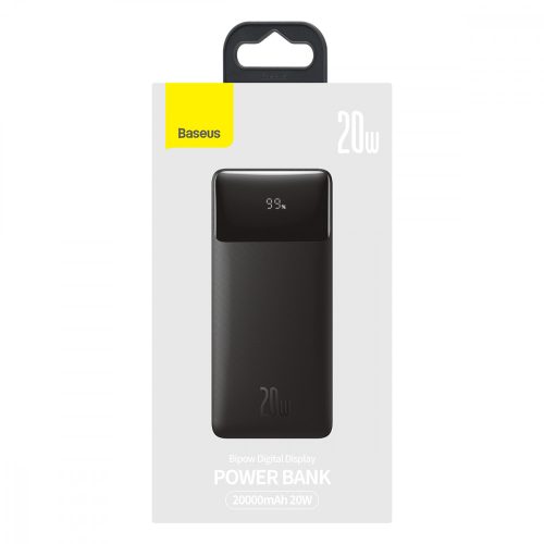 Baseus Bipow kijelzős Power Bank PPBD050401 30.000mAh, 20W, fekete (Micro-USB kábel, 25cm)