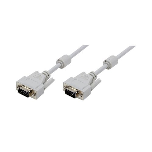 Logilink VGA kábel, HD15/M - HD15/M, 1080p, 2x ferrit, szürke, 5 m