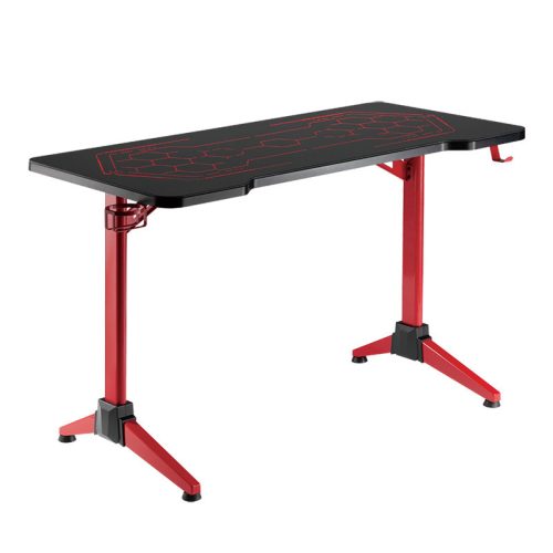 Logilink Gaming Desk, 120x60 cm, üvegfelület RGB világítással, piros asztalkeret