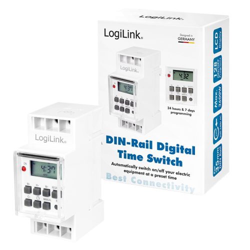 Logilink Digitális időkapcsoló DIN-sínekhez