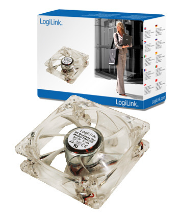LogiLink Ventilátor 80x80x25mm akril 4 LEDdel