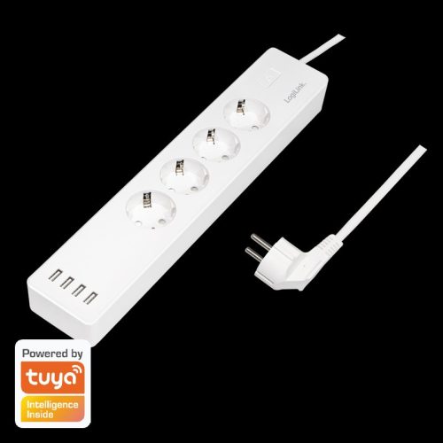 Logilink Wi-Fi Smart Socket aljzat, 4 utas, (CEE 7/3), 4x USB, Tuya kompatibilis