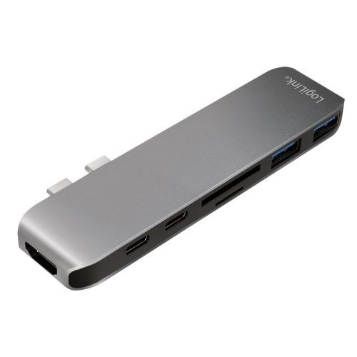 LogiLink USB 3.2 Gen 1 dokkoló állomás, 7 portos, PD, ezüst/fekete