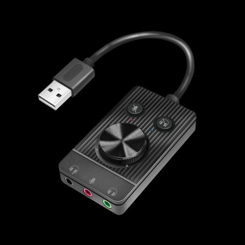 Logilink USB 2.0 audio adapter hangerőszabályzóval, 3x 3,5 mm/F, fekete