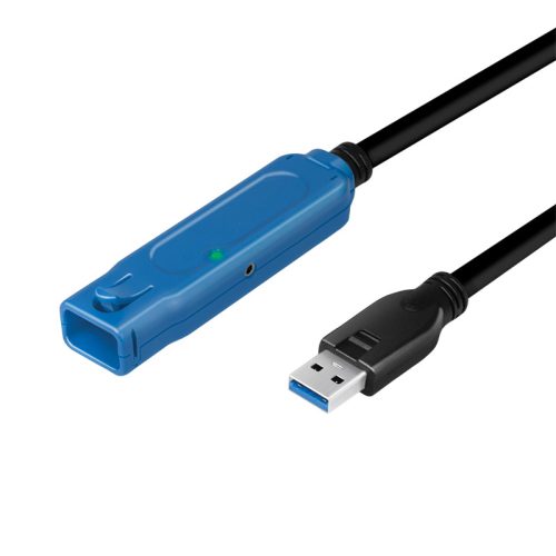 Logilink USB 3.2 Gen1 kábel, USB-A/M-USB-A/F, erősítő, fekete/kék, 30 m