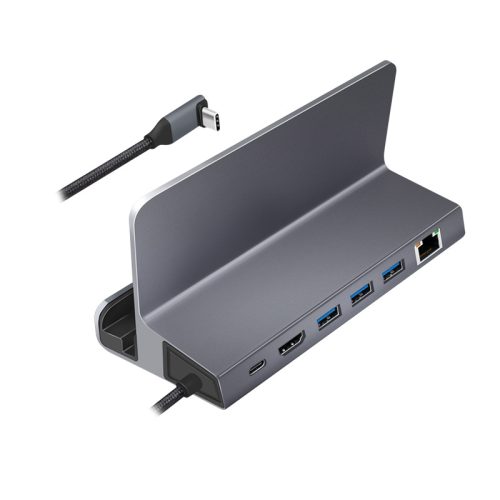 Logilink USB 3.2 Gen1 dokkoló és tartó, 6 port, USB-C PD, alumínium, ezüst